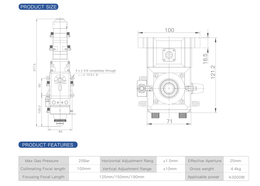 NC30B Automatic Focusing Fiber Laser Cutting Head